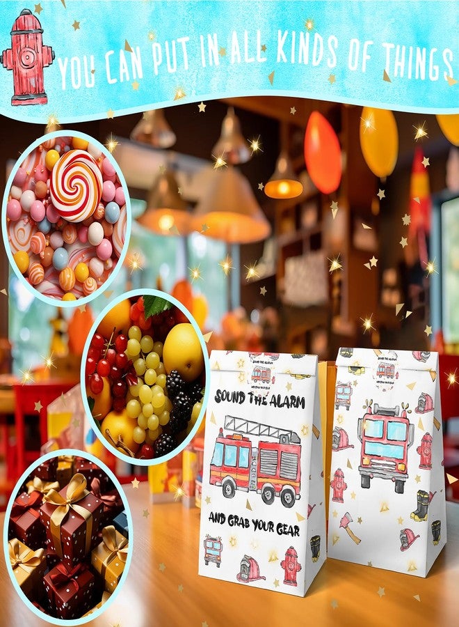 HaPiBiDesign Watercolor Firetruck Party Favor Bags - 24 Pcs Firetruck Party Candy Bags with Stickers - Firetruck Goodie Gift Treat Bags - Watercolor Firetruck Themed Birthday Party Supplies - Image 4